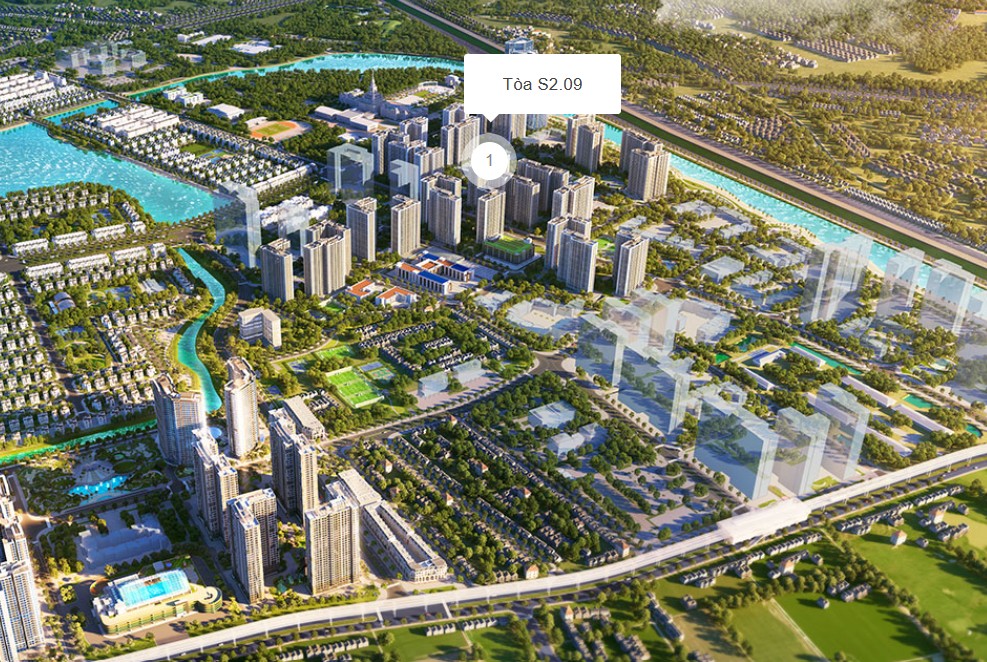 Phối cảnh vị trí tòa S2.09 The Sapphire 2 Vinhomes Gia Lâm